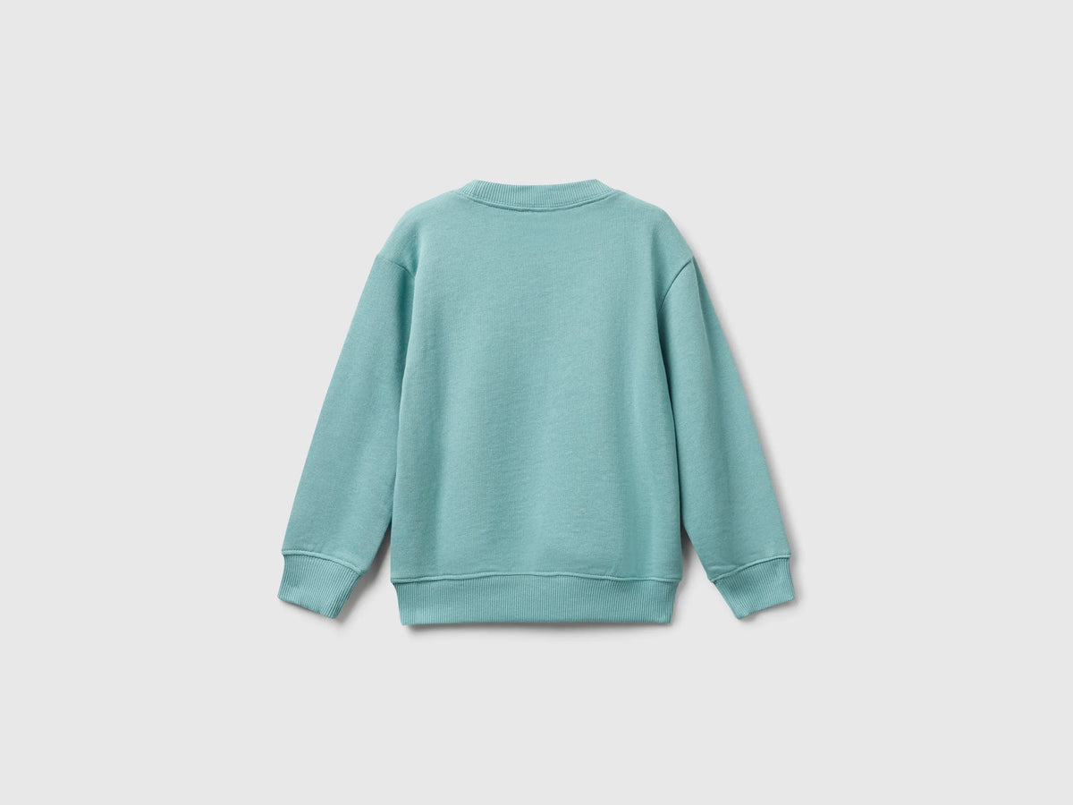 Benetton Sky Blue Boys Regular Fit Sweatshirt with Print SKU: 3J70G10JY_33K Image 02