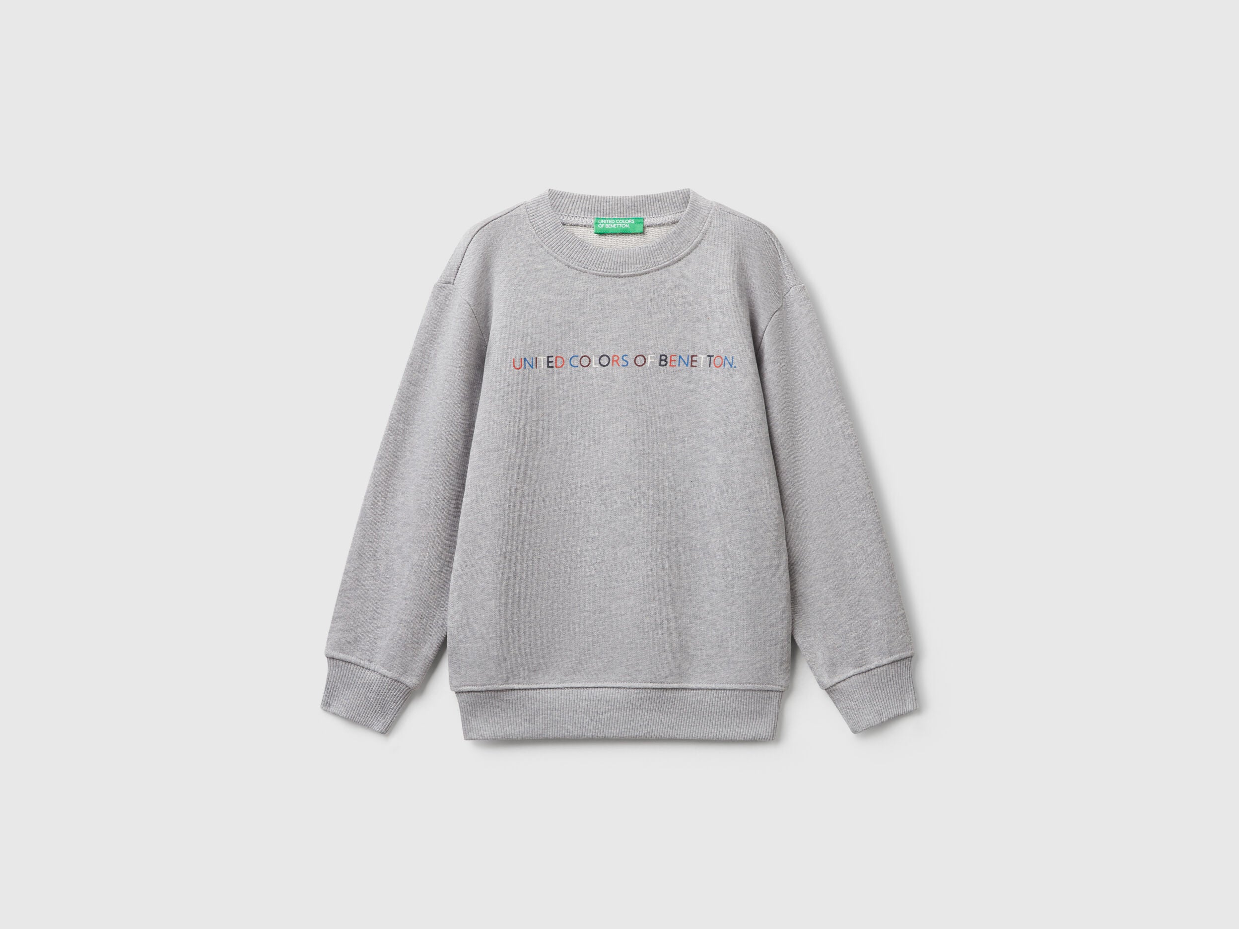 Benetton_Light Gray_Regular Fit Sweatshirt with Print_3J70G10JY_501_01