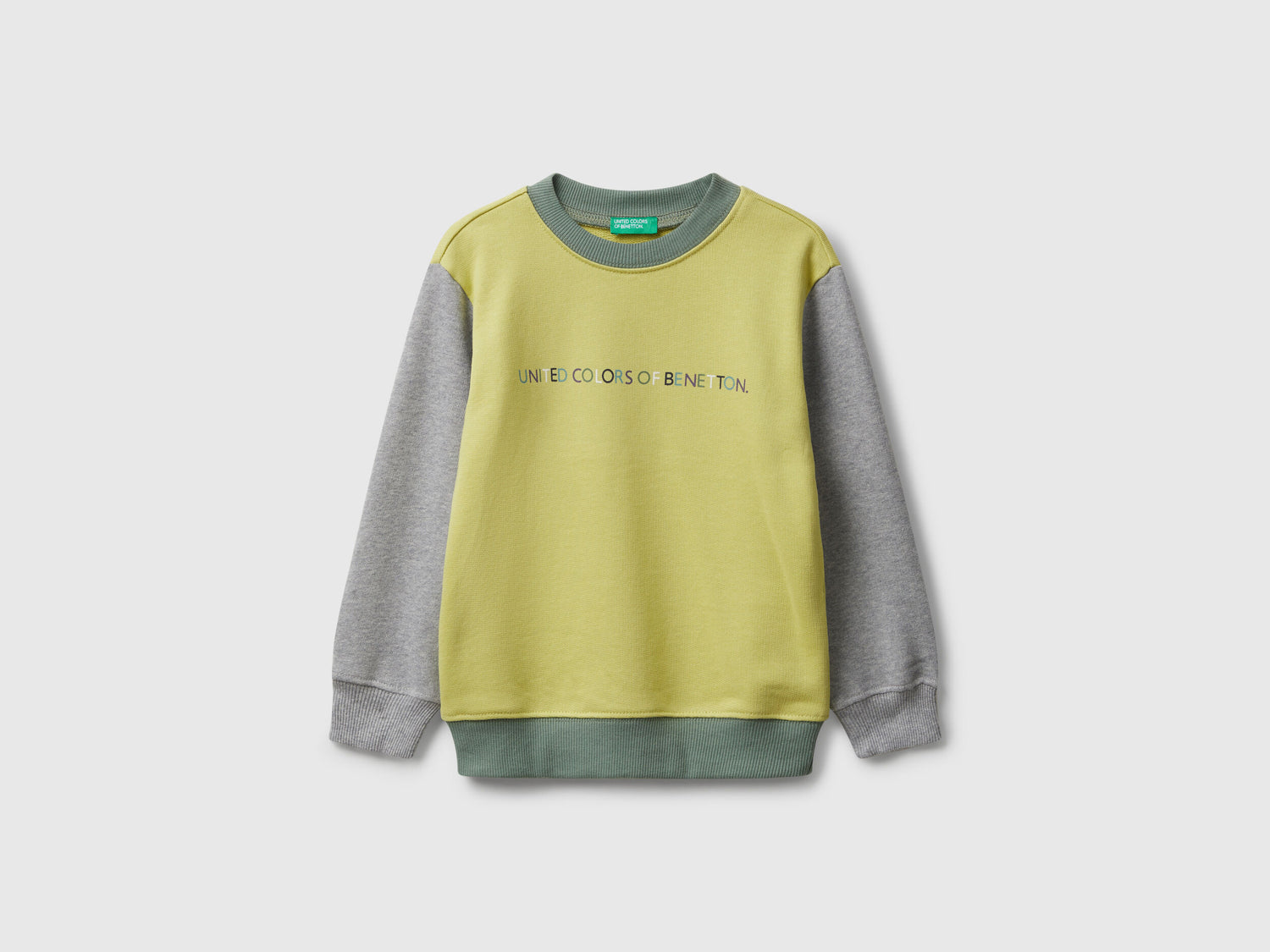 Benetton_Olive Green_Regular Fit Sweatshirt with Print_3J70G10JY_902_01