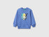 Benetton Air force blue Boys Organic Cotton Sweatshirt with Logo Print SKU: 3J70G10LJ_05N Image 01