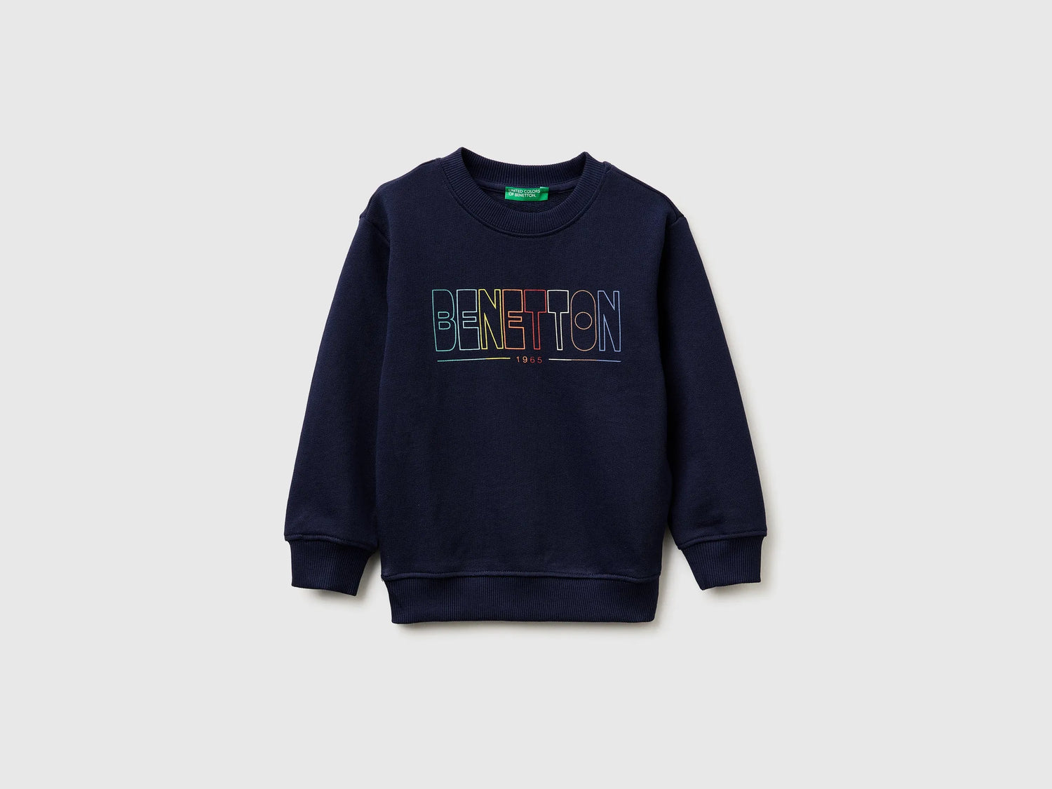 Benetton Dark blue Boys Organic Cotton Sweatshirt with Logo Print SKU: 3J70G10LJ_252 Image 01