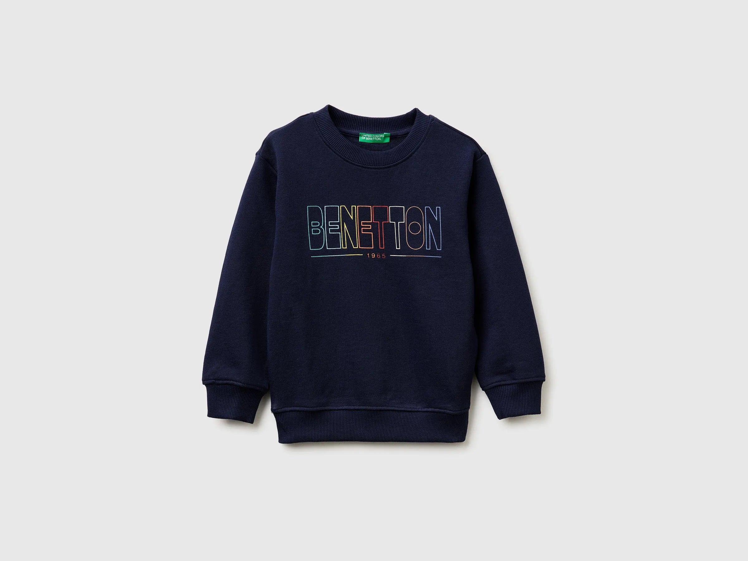 Benetton Dark blue Boys Organic Cotton Sweatshirt with Logo Print SKU: 3J70G10LJ_252 Image 01