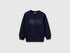 Benetton Dark blue Boys Organic Cotton Sweatshirt with Logo Print SKU: 3J70G10LJ_252 Image 01
