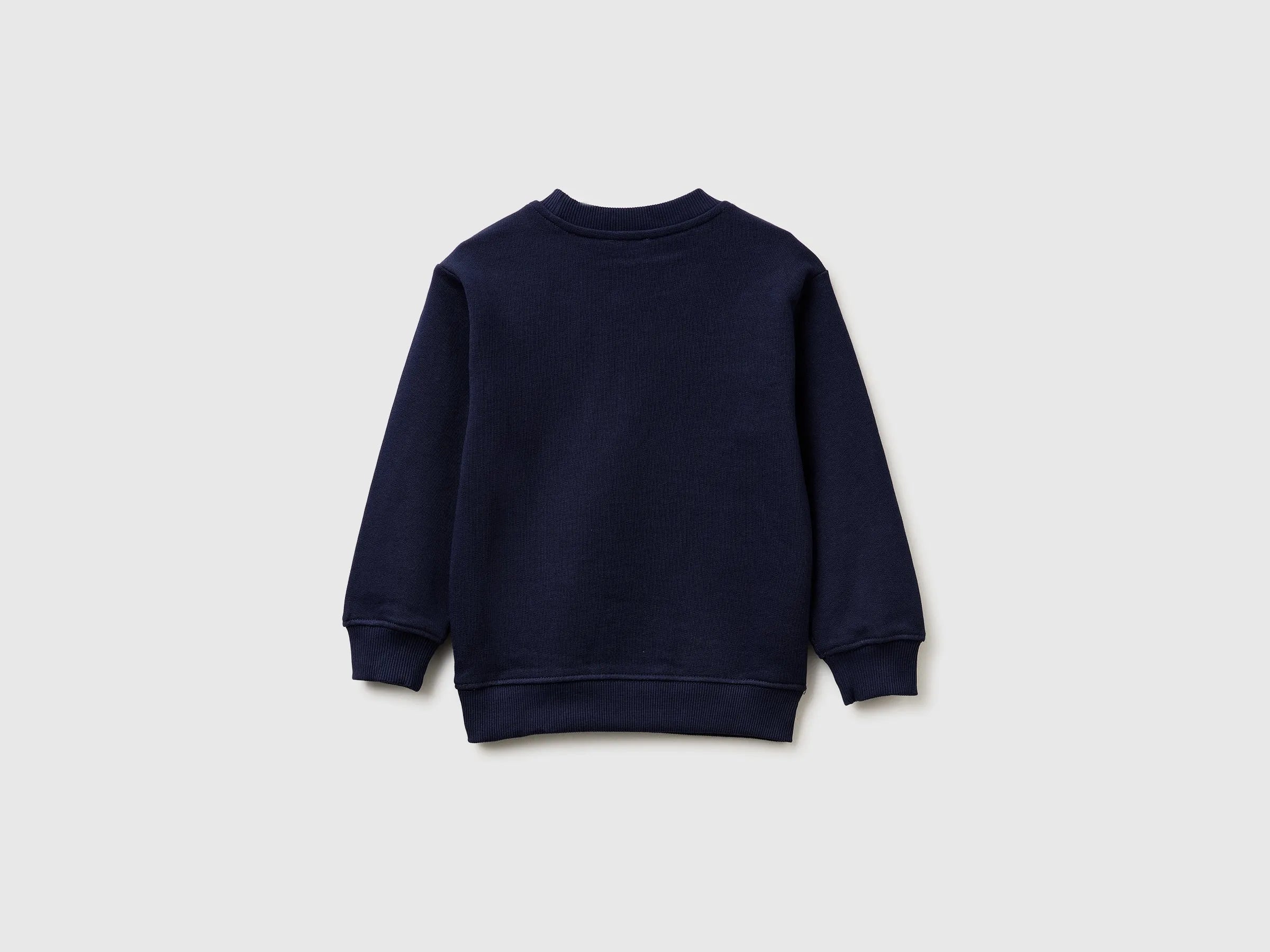 Benetton Dark blue Boys Organic Cotton Sweatshirt with Logo Print SKU: 3J70G10LJ_252 Image 02