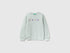 Benetton Light Green Girls Crewneck Sweatshirt with Embroidery SKU: 3J70G10NG_00M Image 01