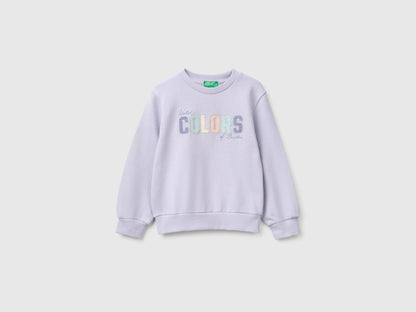 Benetton Lavender Girls Crewneck Sweatshirt with Embroidery SKU: 3J70G10NG_19B Image 01