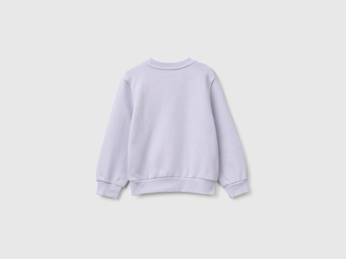 Benetton Lavender Girls Crewneck Sweatshirt with Embroidery SKU: 3J70G10NG_19B Image 02