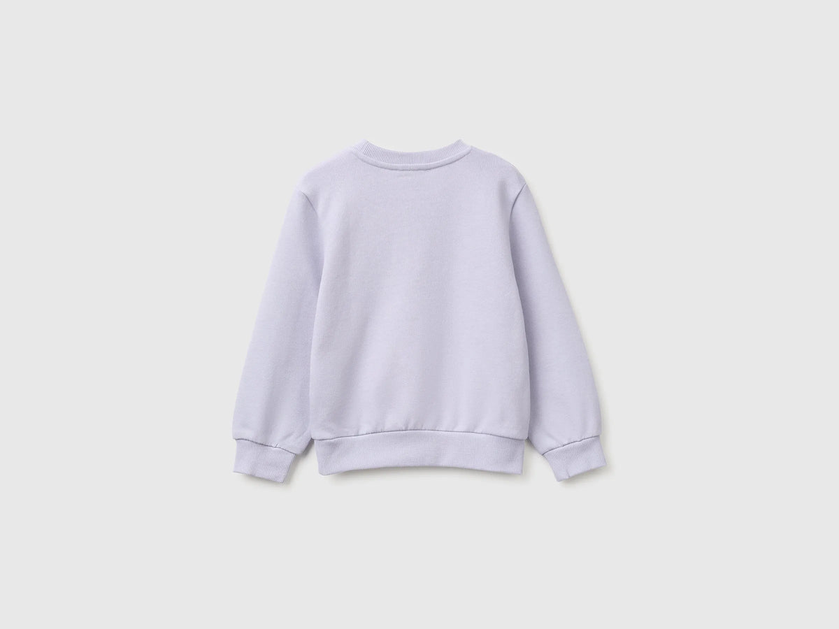 Benetton Lavender Girls Crewneck Sweatshirt with Embroidery SKU: 3J70G10NG_19B Image 02