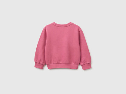 Benetton Fuchsia Girls Crewneck Sweatshirt with Embroidery SKU: 3J70G10NG_2J4 Image 02