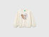 Benetton Creamy White Girls Sweatshirt with Print and Embroidery in Organic Cotton SKU: 3J70G10NJ_0R2 Image 01