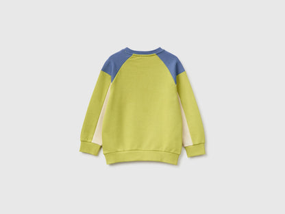 Benetton Lime Boys Closed Color Block Sweatshirt SKU: 3J70G10NM_902 Image 02