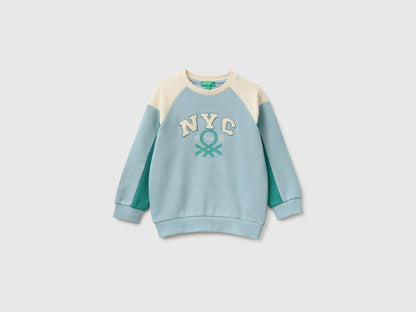 Benetton Air Force Blue Boys Closed Color Block Sweatshirt SKU: 3J70G10NM_905 Image 01