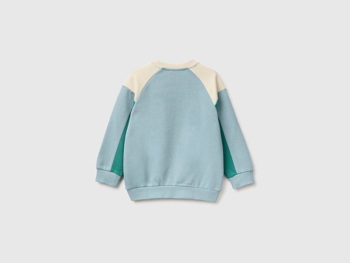 Benetton Air Force Blue Boys Closed Color Block Sweatshirt SKU: 3J70G10NM_905 Image 02