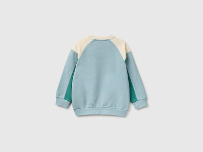 Benetton Air Force Blue Boys Closed Color Block Sweatshirt SKU: 3J70G10NM_905 Image 02