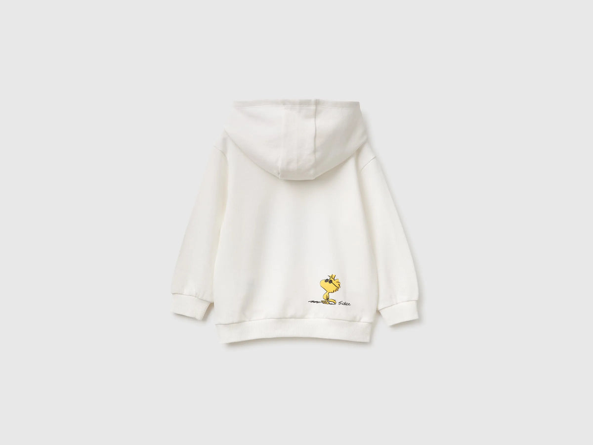 Benetton Creamy White Boys Hoodie with ©Peanuts Print SKU: 3J70G201B_074 Image 02
