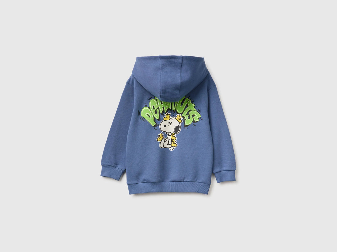 Benetton Blue Boys Hoodie with ©Peanuts Print SKU: 3J70G201B_0G6 Image 02