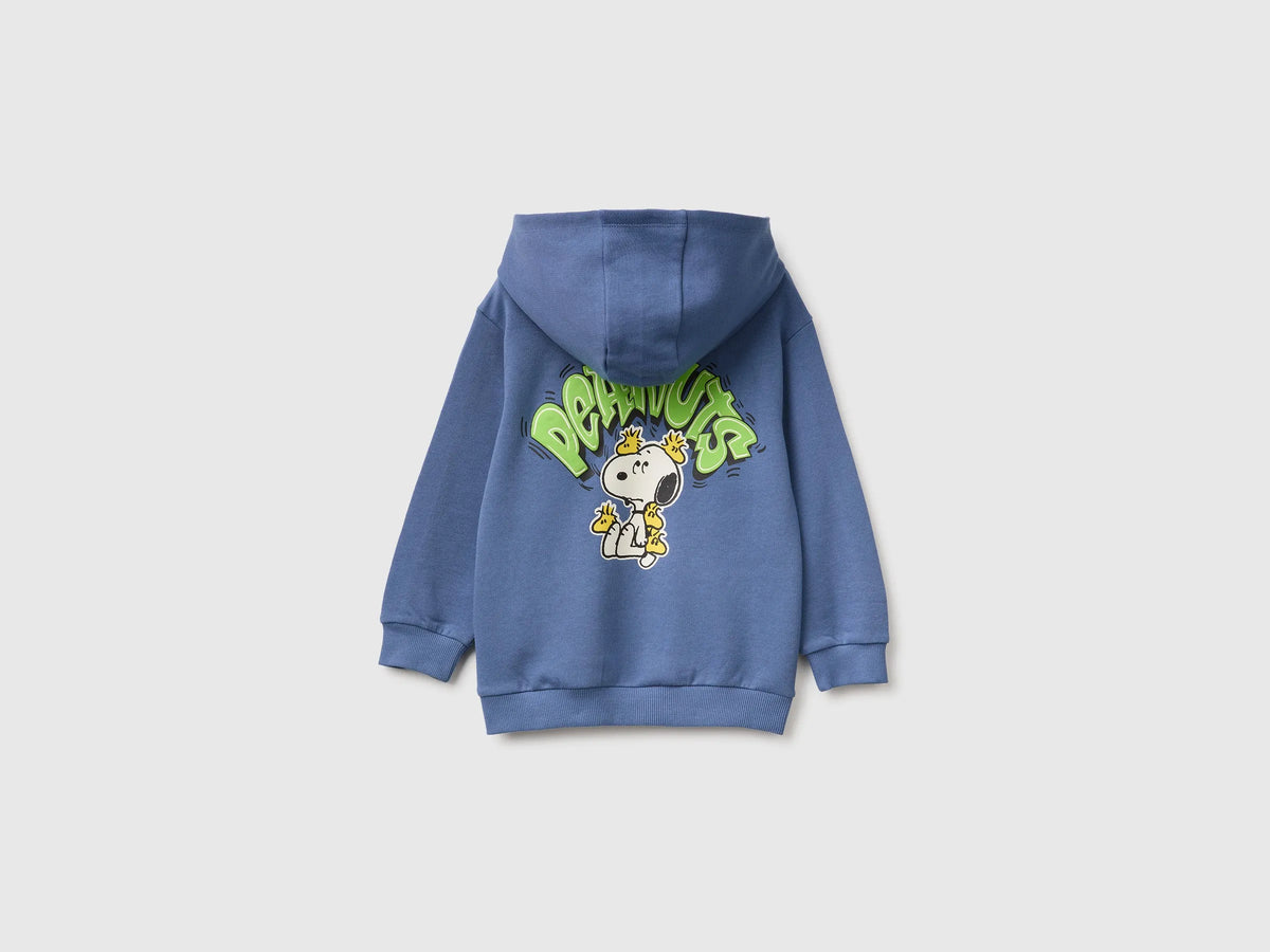 Benetton Blue Boys Hoodie with ©Peanuts Print SKU: 3J70G201B_0G6 Image 02