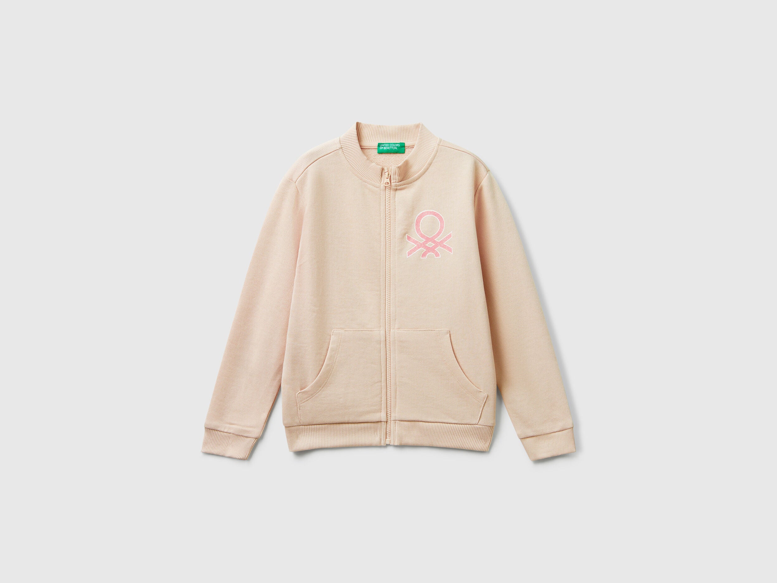 Benetton_Nude_Hoodie with Glittery Print_3J70G503U_12U_01