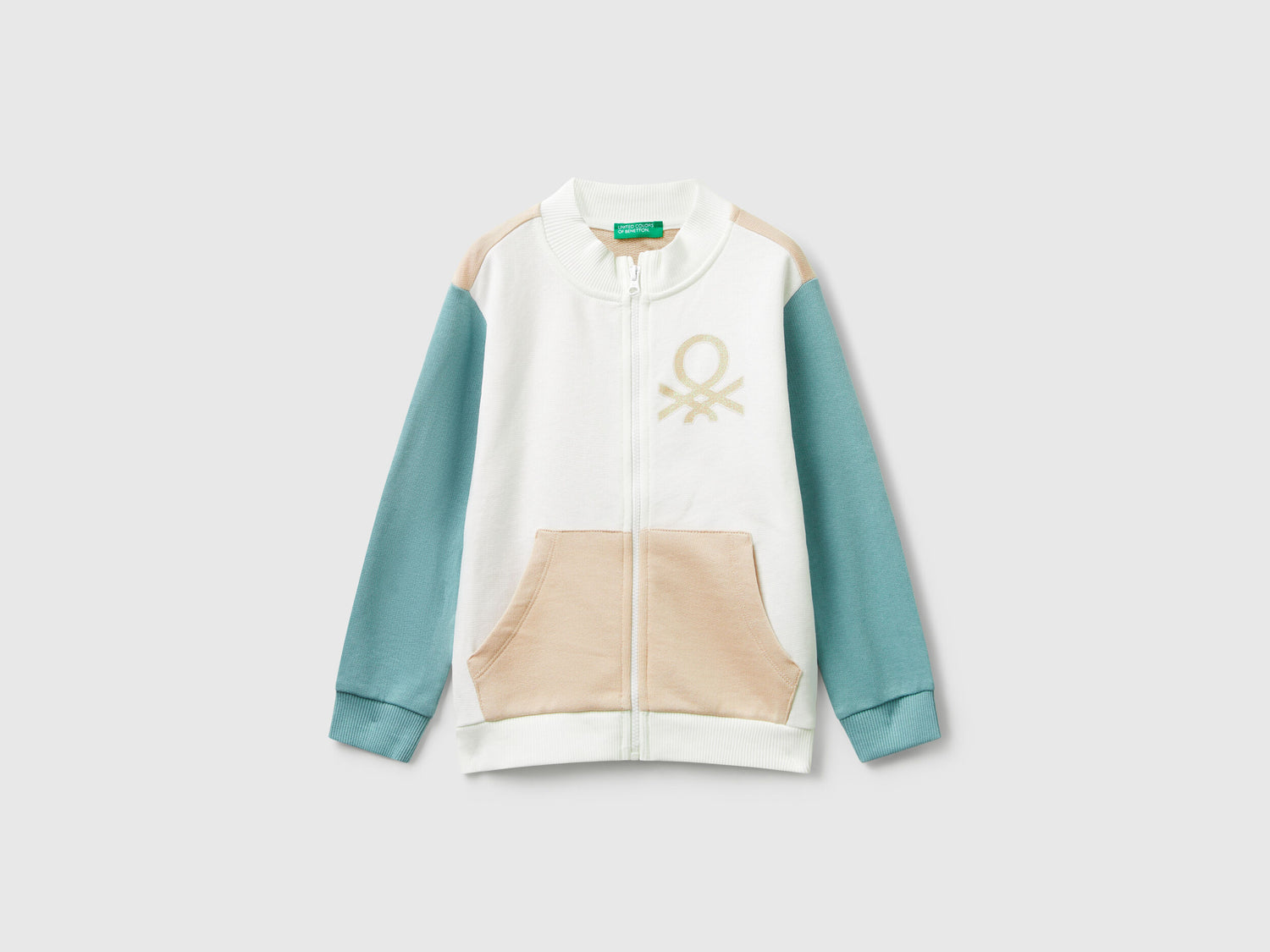 Benetton_Creamy White_Hoodie with Glittery Print_3J70G503U_903_01