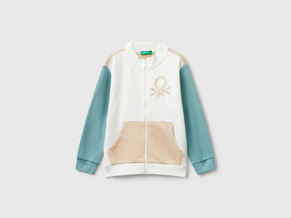 Benetton_Creamy White_Hoodie with Glittery Print_3J70G503U_903_01