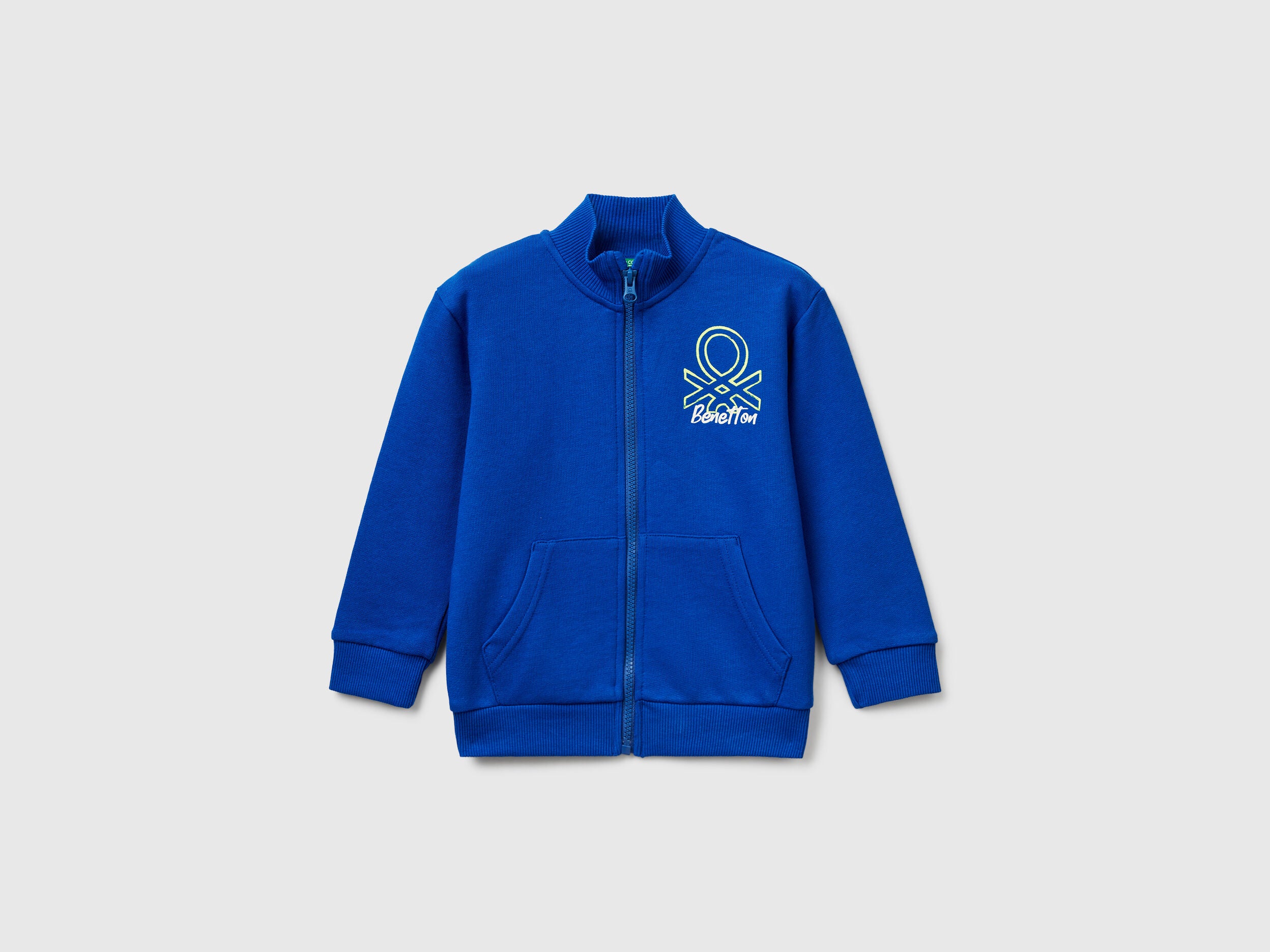 Benetton_Blue_Cotton Sweatshirt with Logo_3J70G503X_19R_01