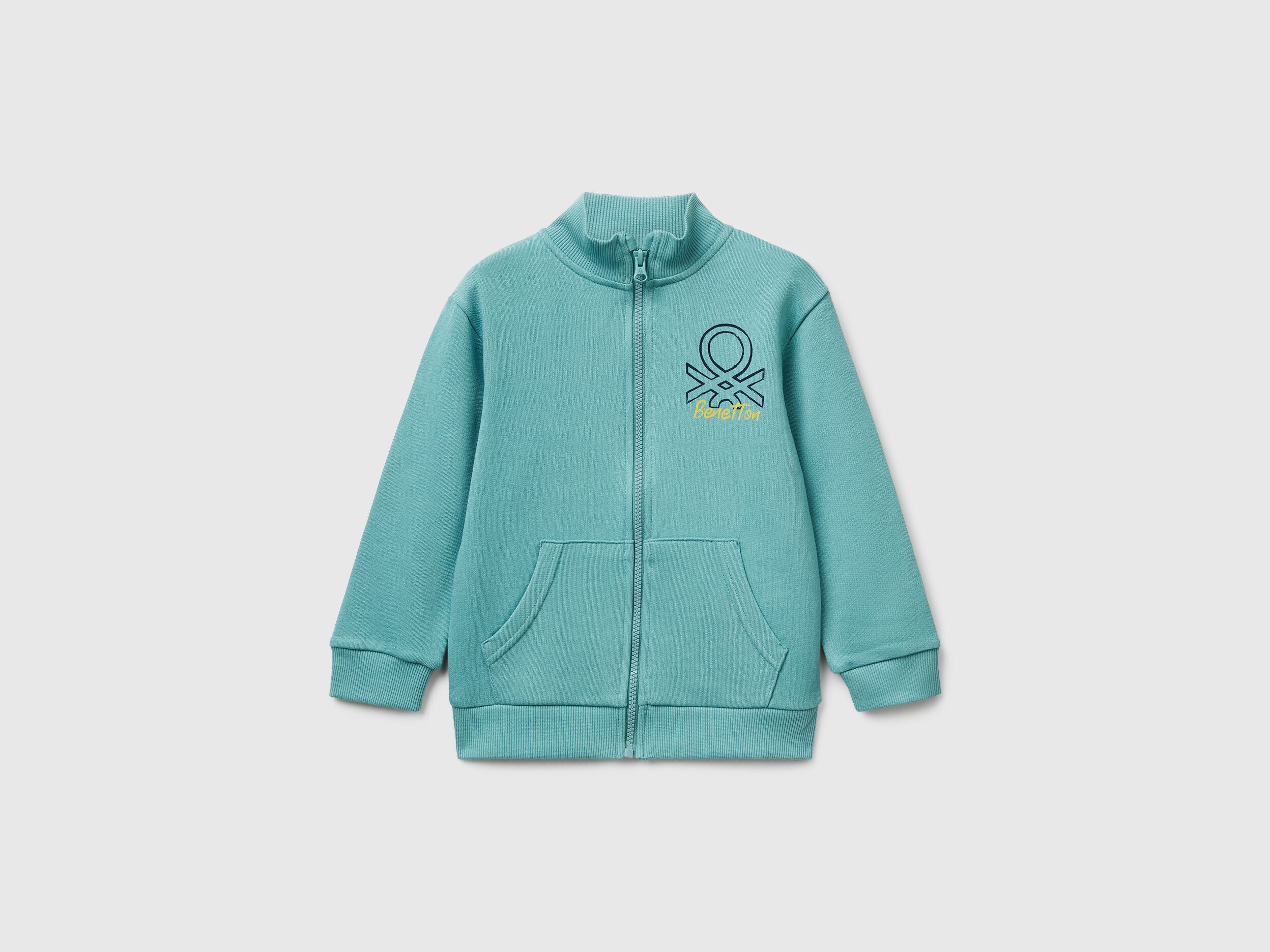 Benetton_Blue_Cotton Sweatshirt with Logo_3J70G503X_33K_01