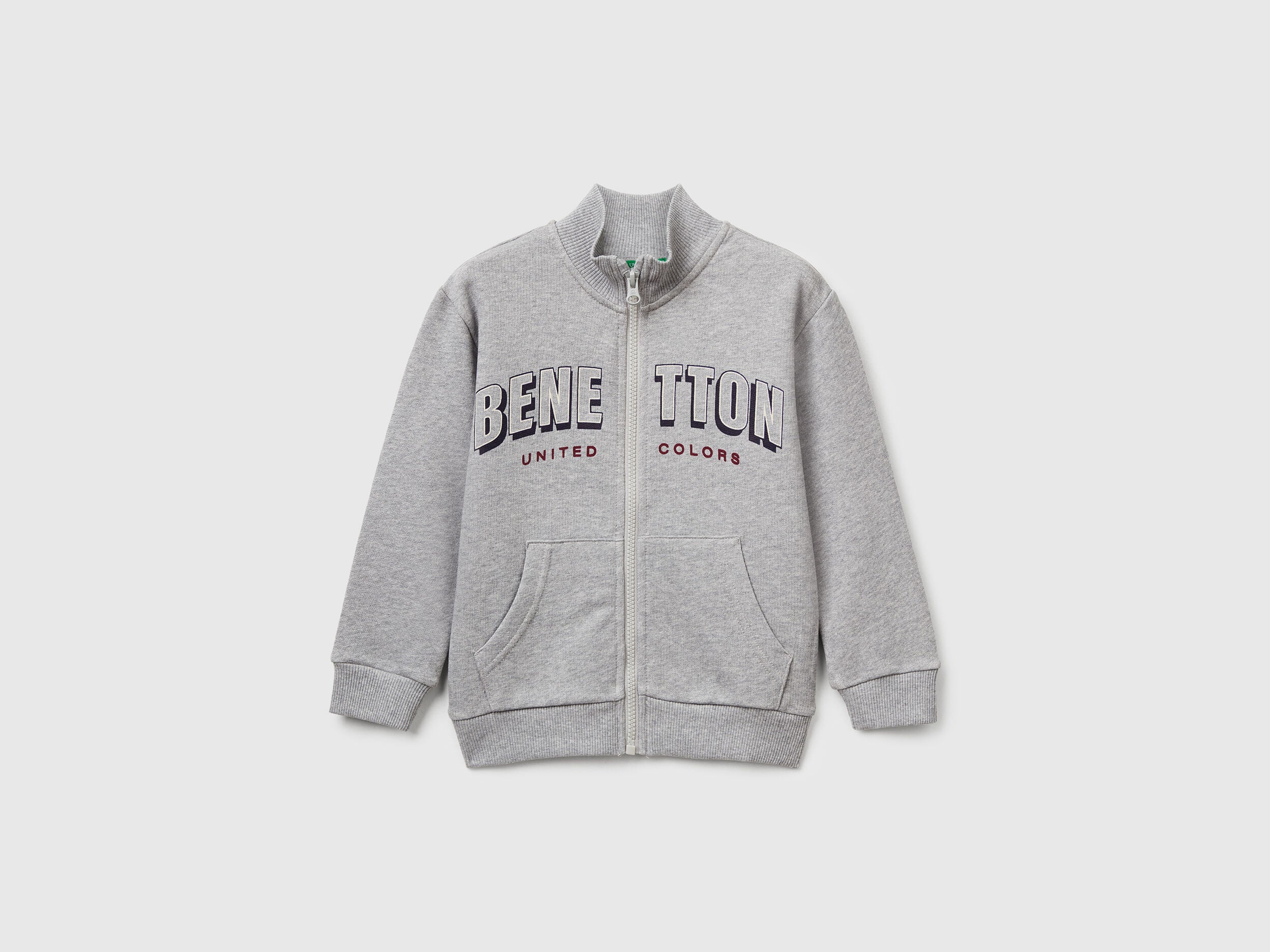 Benetton_Grey_Cotton Sweatshirt with Logo_3J70G503X_501_01