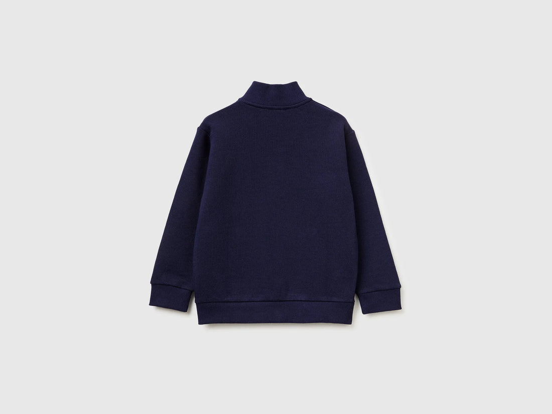 Benetton Dark blue Boys Organic Cotton Zip-Up Sweatshirt SKU: 3J70G504A_252 Image 02