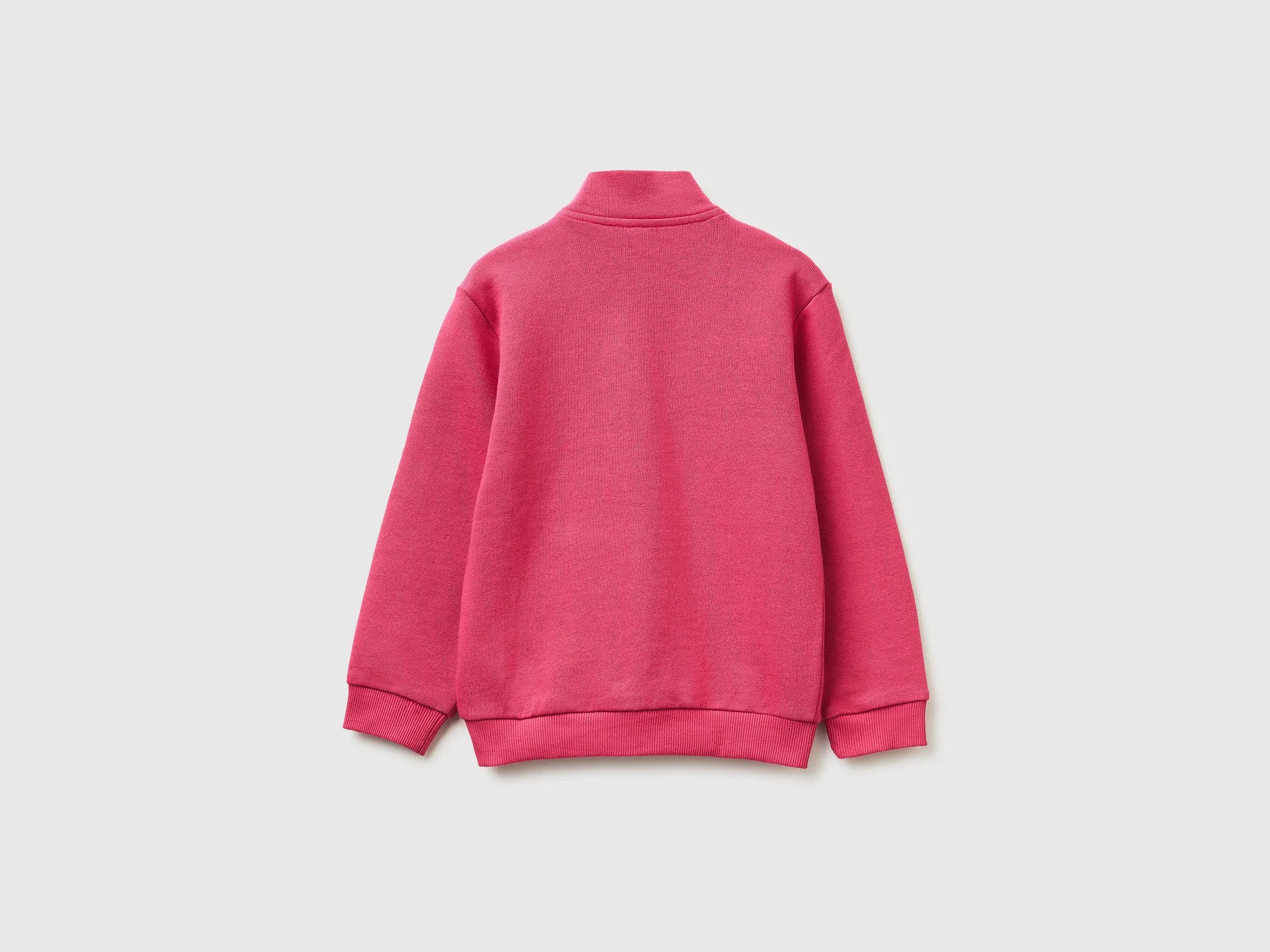 Benetton Fuchsia Girls Zip-Up Sweatshirt with Print SKU: 3J70G504B_12E Image 02