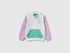 Benetton White Girls Zip-Up Sweatshirt with Print SKU: 3J70G504B_902 Image 01