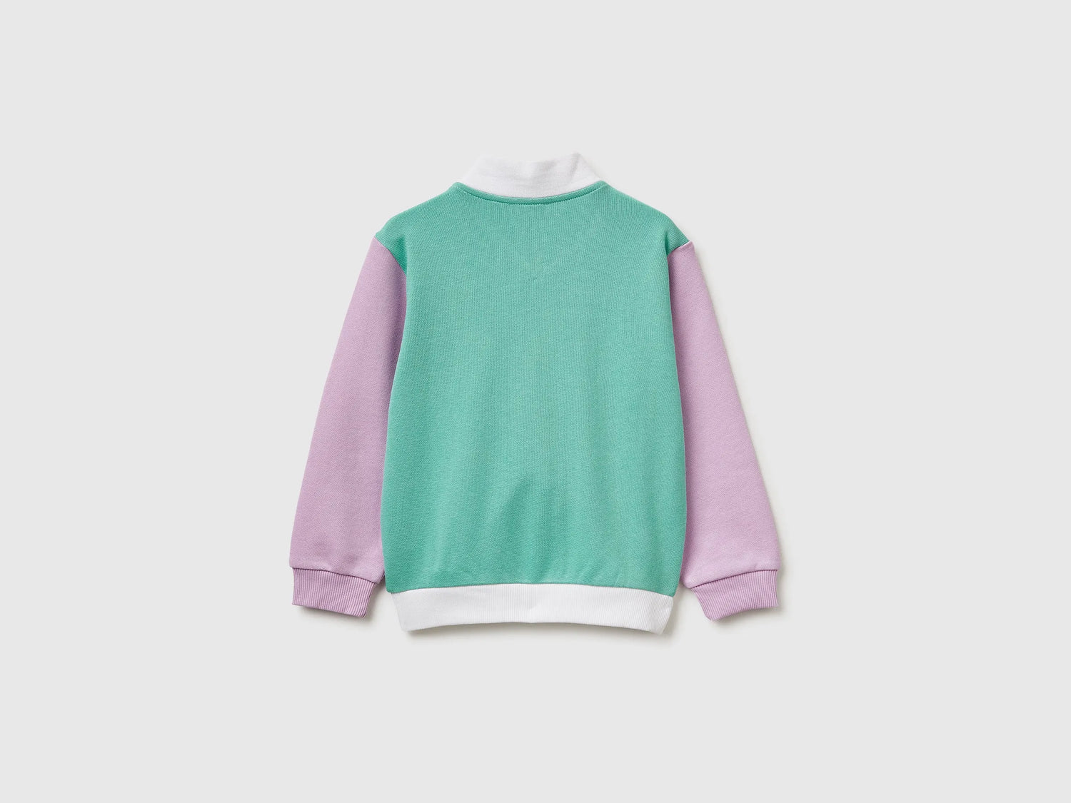 Benetton White Girls Zip-Up Sweatshirt with Print SKU: 3J70G504B_902 Image 02