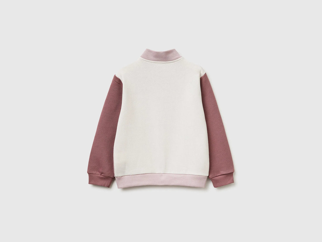Benetton Soft pink Girls Zip-Up Sweatshirt with Print SKU: 3J70G504B_903 Image 02