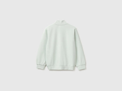Benetton Light Green Girls Zip-Up Sweatshirt with Logo SKU: 3J70G504H_00M Image 02