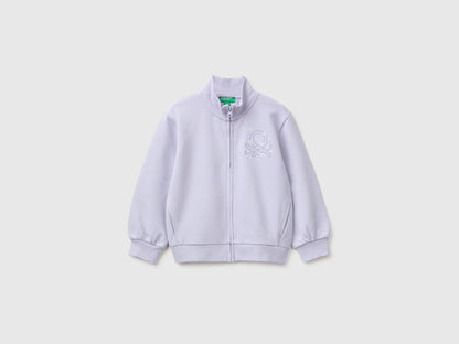 Benetton Lavender Girls Zip-Up Sweatshirt with Logo SKU: 3J70G504H_19B Image 01