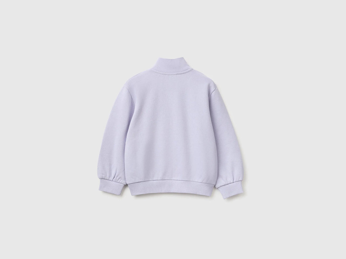 Benetton Lavender Girls Zip-Up Sweatshirt with Logo SKU: 3J70G504H_19B Image 02