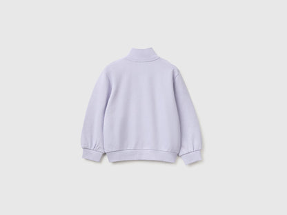 Benetton Lavender Girls Zip-Up Sweatshirt with Logo SKU: 3J70G504H_19B Image 02