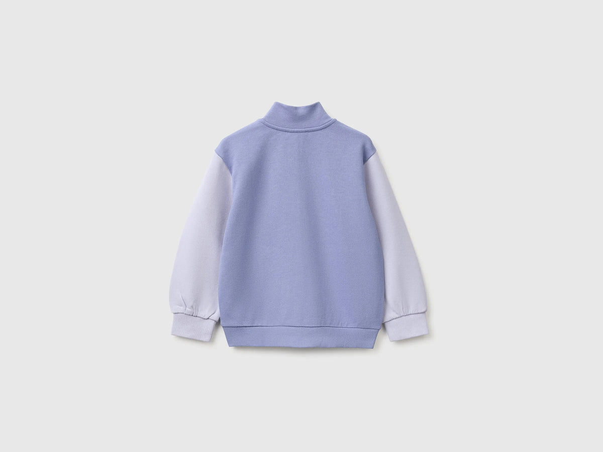 Benetton Violet Girls Zip-Up Sweatshirt with Logo SKU: 3J70G504H_902 Image 02