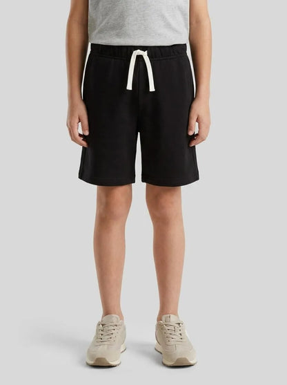 Benetton Black Boys Bermudas in Sweat Cotton SKU: 3J70G900P_100 Image 00