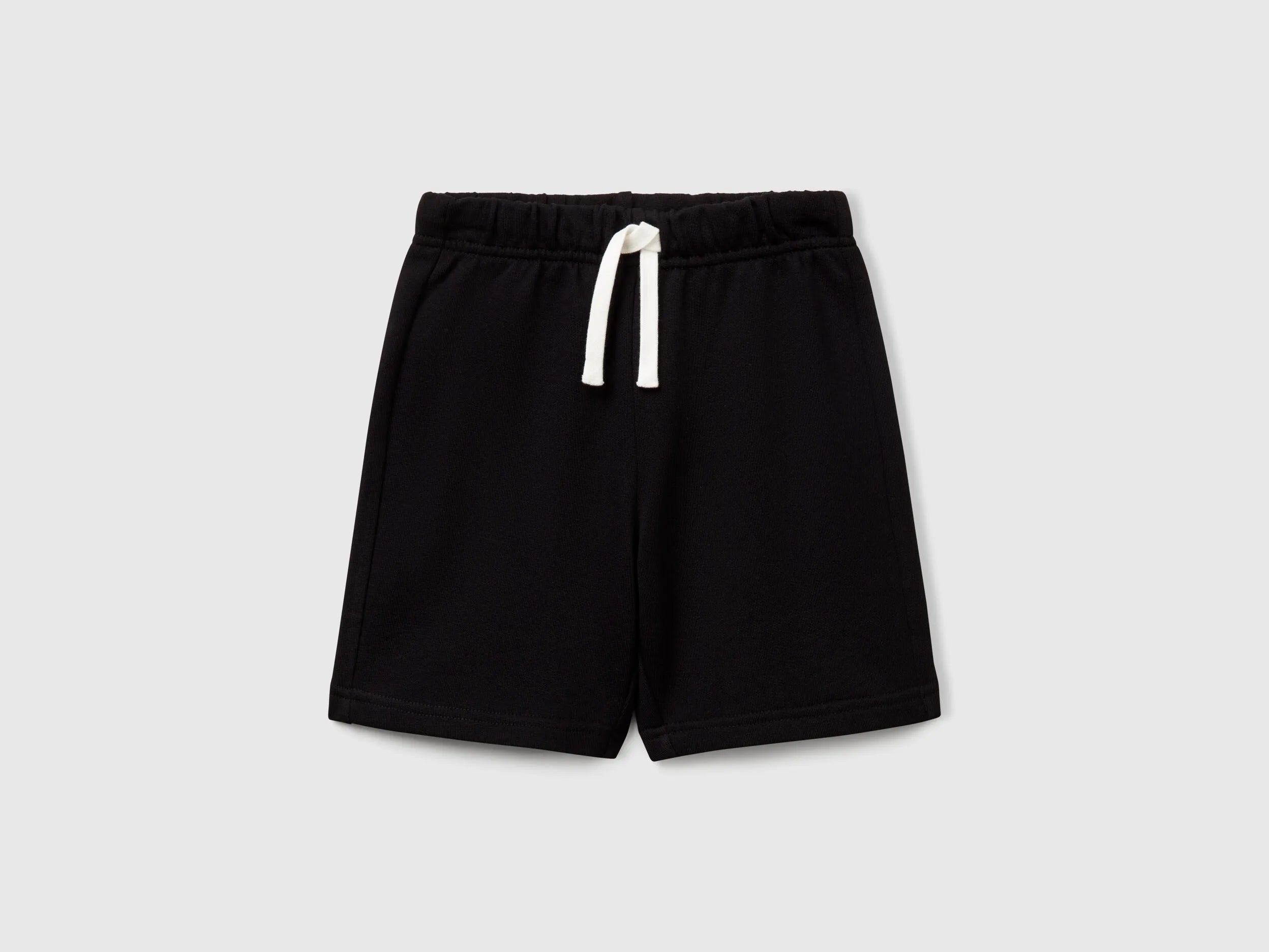 Benetton Black Boys Bermudas in Sweat Cotton SKU: 3J70G900P_100 Image 01