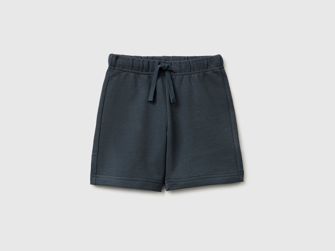 Benetton Dark Gray Boys Cotton Fleece Bermuda Shorts SKU: 3J70G900P_10N Image 01