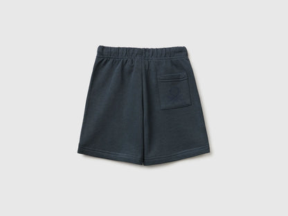 Benetton Dark Gray Boys Cotton Fleece Bermuda Shorts SKU: 3J70G900P_10N Image 02