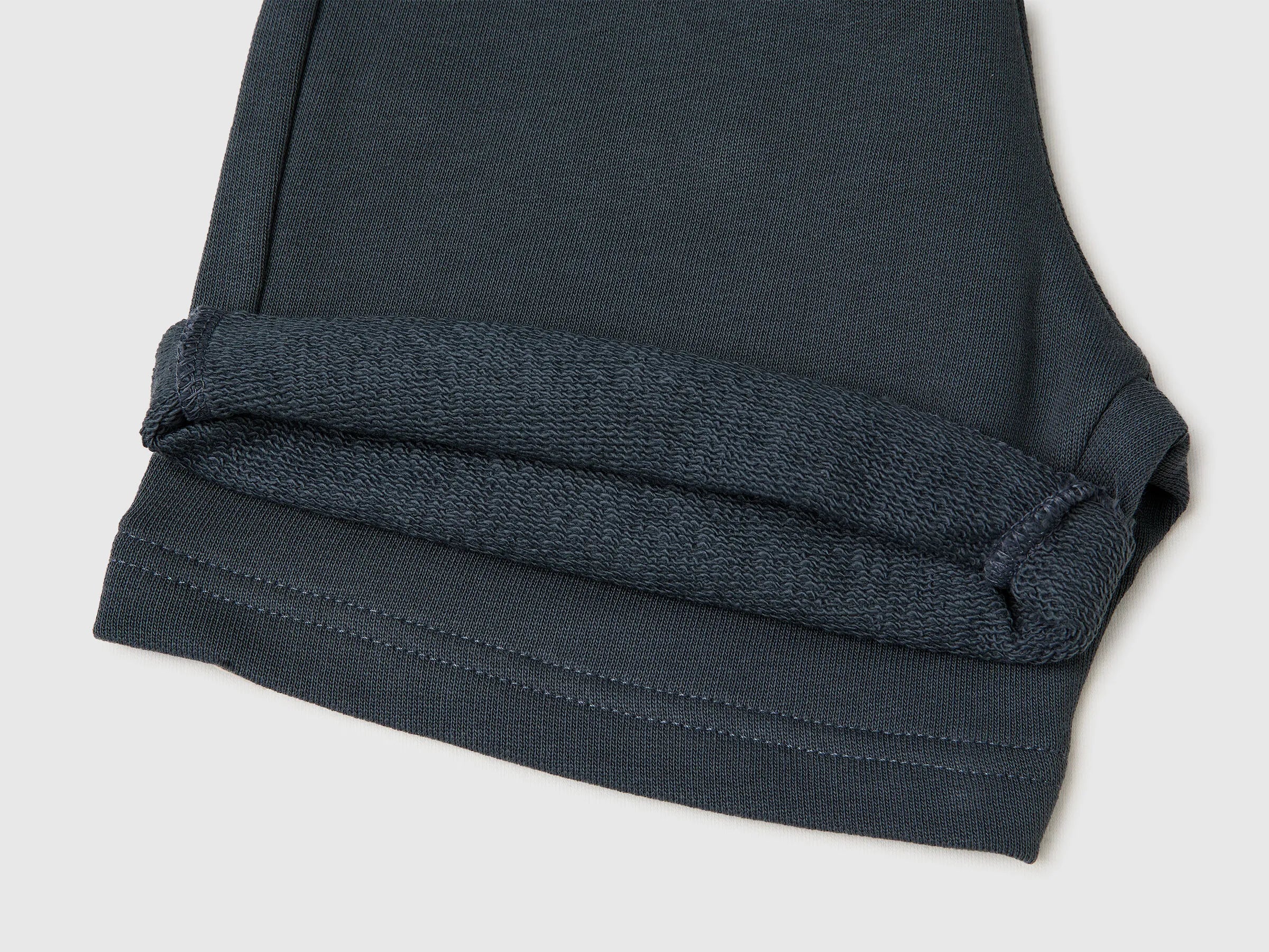 Benetton Dark Gray Boys Cotton Fleece Bermuda Shorts SKU: 3J70G900P_10N Image 03