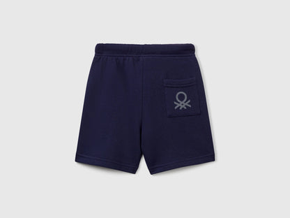 Benetton Dark Blue Boys Bermudas in Sweat Cotton SKU: 3J70G900P_252 Image 02