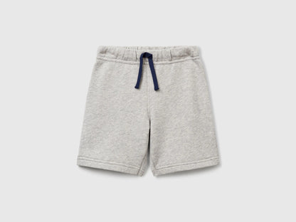 Benetton Light Gray Boys Bermudas in Sweat Cotton SKU: 3J70G900P_501 Image 01