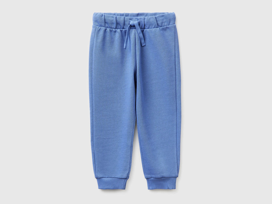 Benetton Light Blue Boys Organic Cotton Sweatpants with Logo SKU: 3J70GF010_05N Image 01