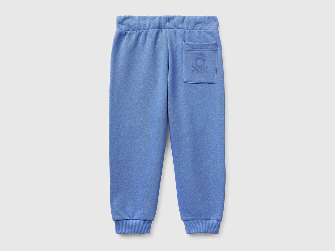 Benetton Light Blue Boys Organic Cotton Sweatpants with Logo SKU: 3J70GF010_05N Image 02