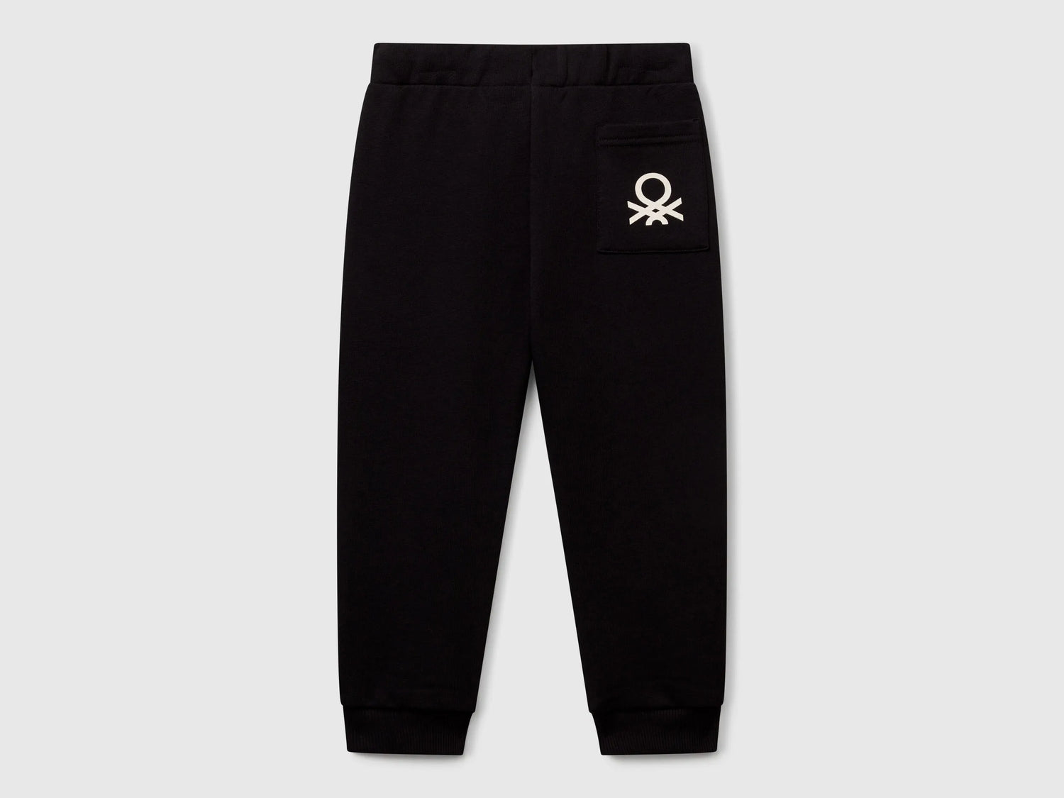 Benetton Black Boys Cotton Trousers with Logo SKU: 3J70GF010_100 Image 02