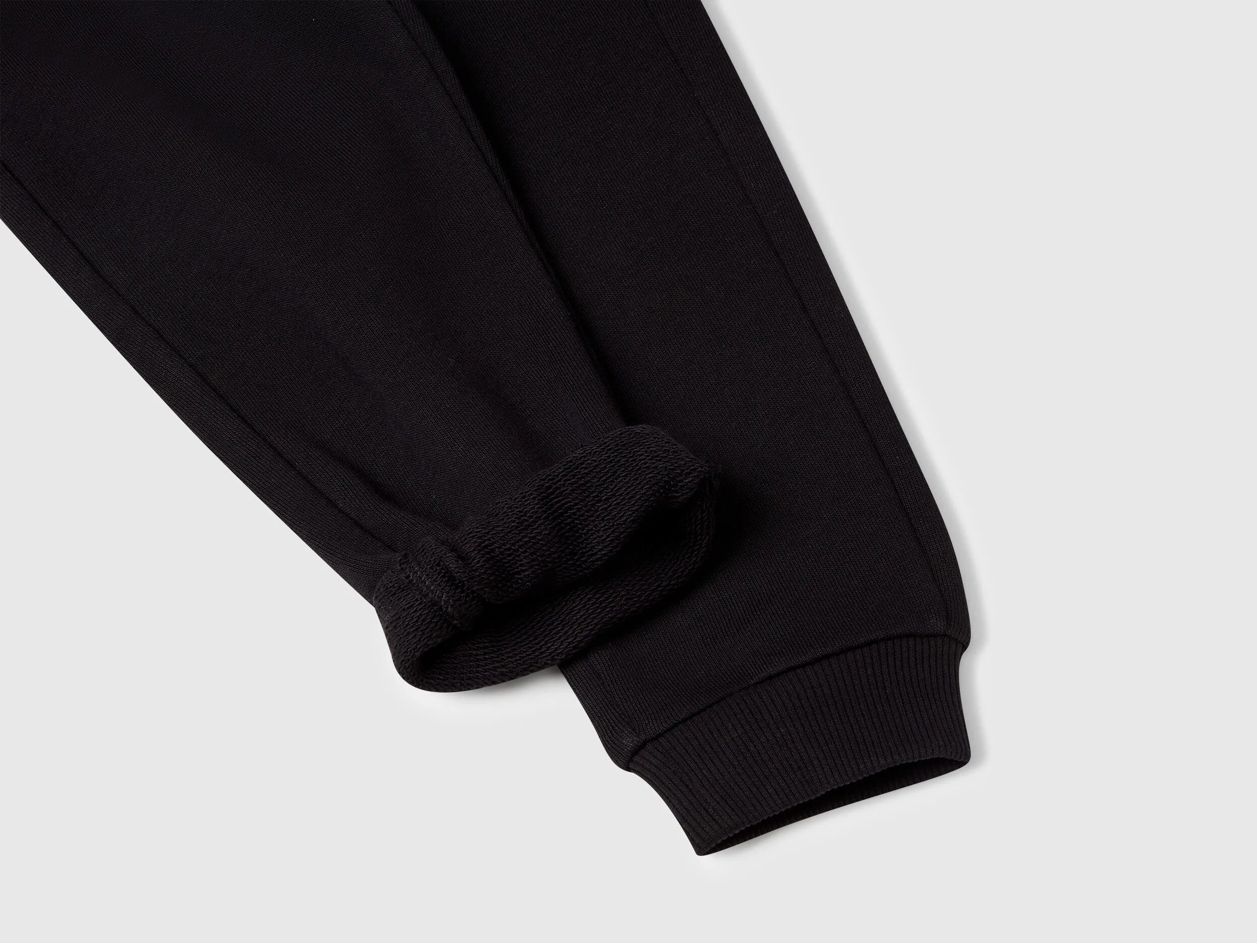 Benetton Black Boys Cotton Trousers with Logo SKU: 3J70GF010_100 Image 03