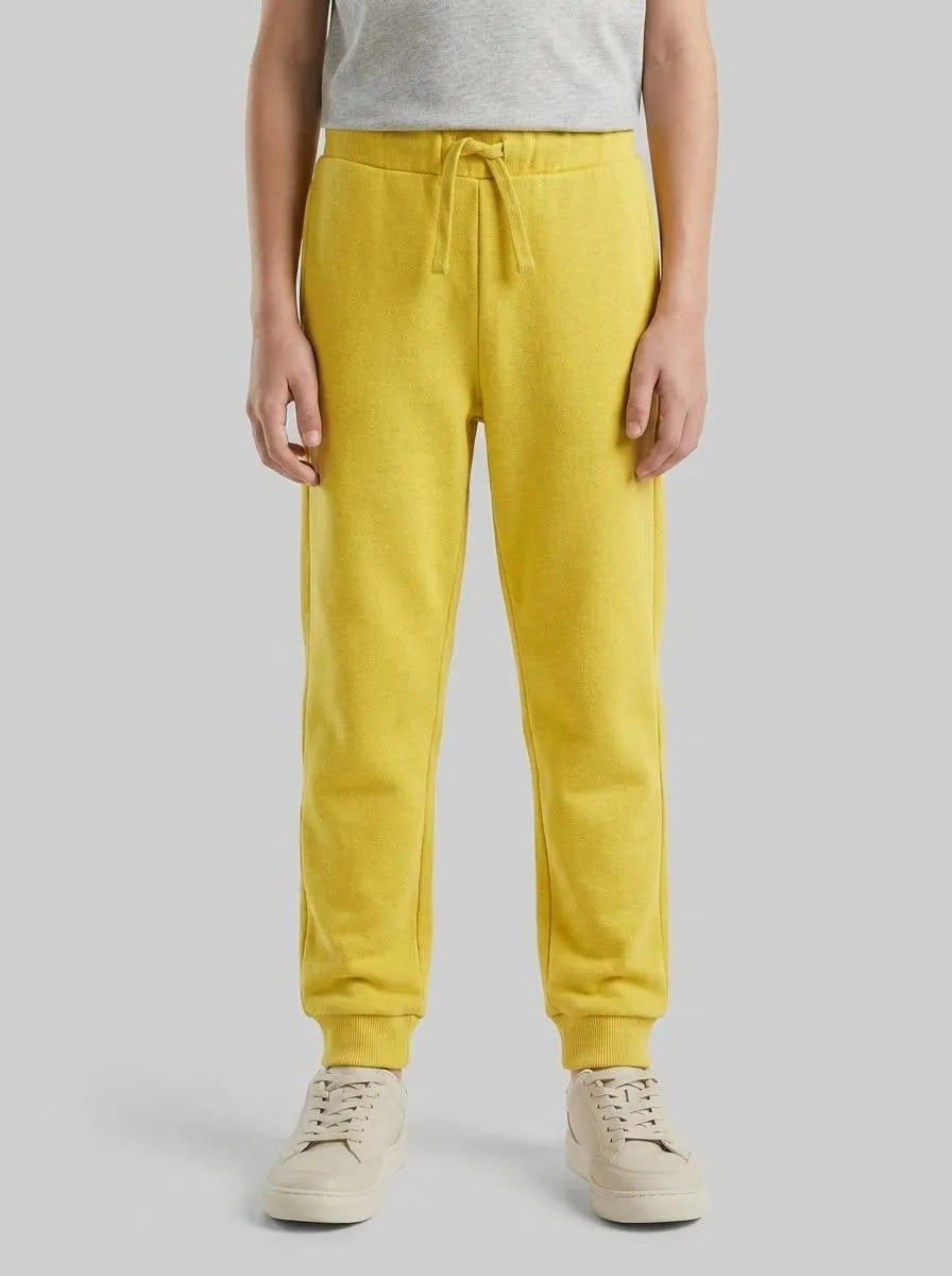 Benetton Yellow Boys Organic Cotton Sweatpants with Logo SKU: 3J70GF010_1C7 Image 00