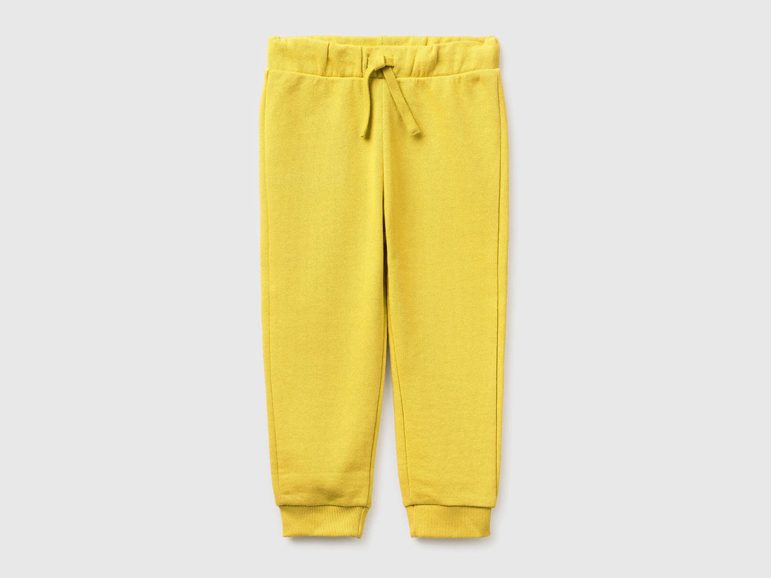 Benetton Yellow Boys Organic Cotton Sweatpants with Logo SKU: 3J70GF010_1C7 Image 01